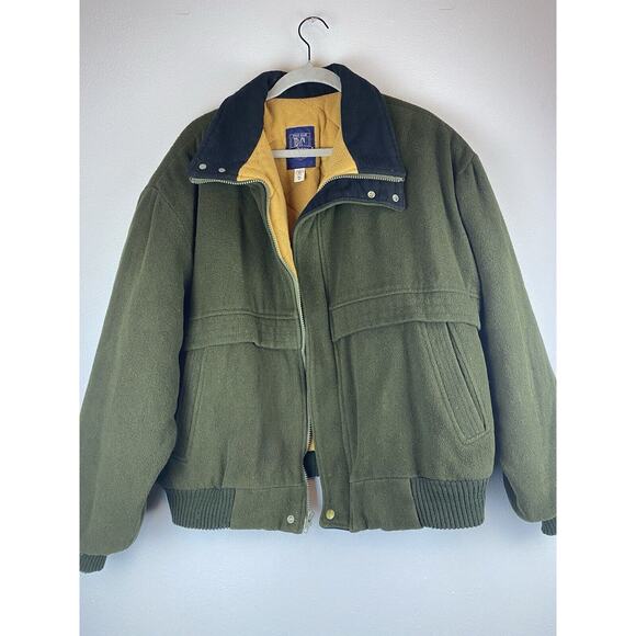 Vtg Polo Club Manhattan Sz XL Hvy Qltd Lining Green Navy Trim Full Zip Pkts Wool - Picture 1 of 11